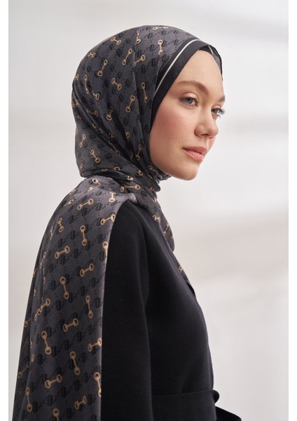 Monogram Desen Ithal Vual Şal - Füme fiyatları