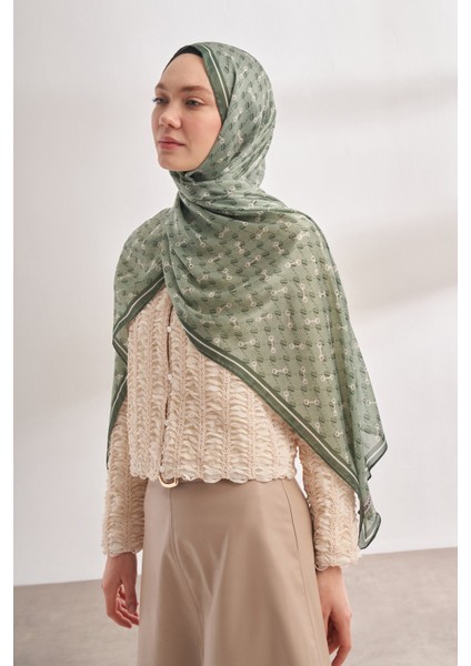 Monogram Desen Ithal Vual Şal - Keten Yeşili modelleri