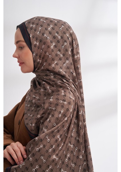 Monogram Desen Ithal Vual Şal - Koyu Vizon fiyatları