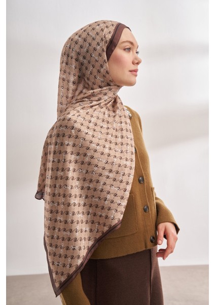 Monogram Desen Ithal Vual Şal - Bej-Kahve fiyatları