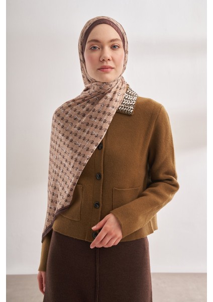 Monogram Desen Ithal Vual Şal - Bej-Kahve modelleri
