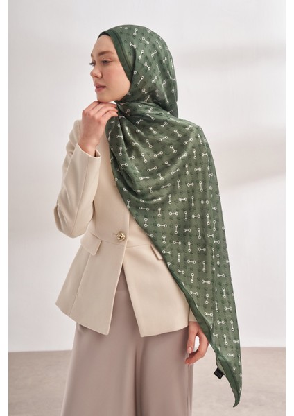 Monogram Desen Ithal Vual Şal - Haki fiyatları