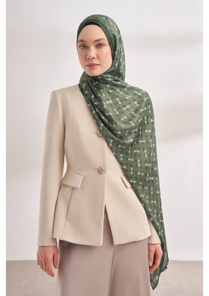 Monogram Desen Ithal Vual Şal - Haki modelleri