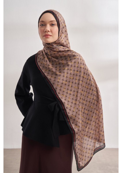 Monogram Desen Ithal Vual Şal - Açık Vizon-Siyah fiyatları