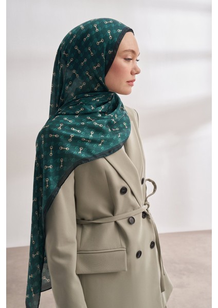 Monogram Desen Ithal Vual Şal - Zümrüt modelleri