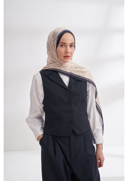 Monogram Desen Ithal Vual Şal - Lacivert-Bej fiyatları