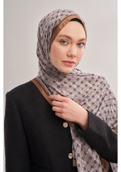 Monogram Desen Ithal Vual Şal - Gri-Sütlü Kahve fiyatları