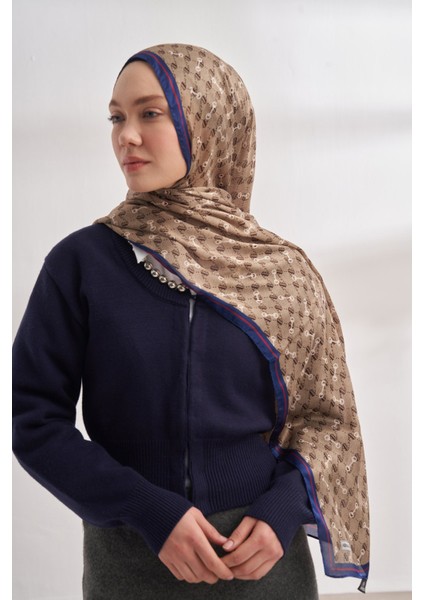 Monogram Desen Ithal Vual Şal - Bej-Saks fiyatları