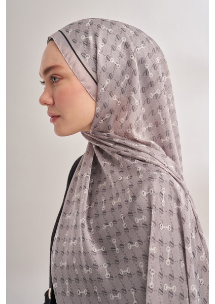 Monogram Desen Ithal Vual Şal - Açık Gri