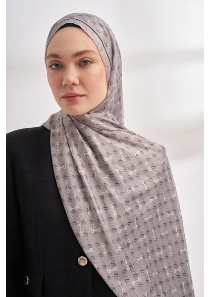 Monogram Desen Ithal Vual Şal - Açık Gri fiyatları
