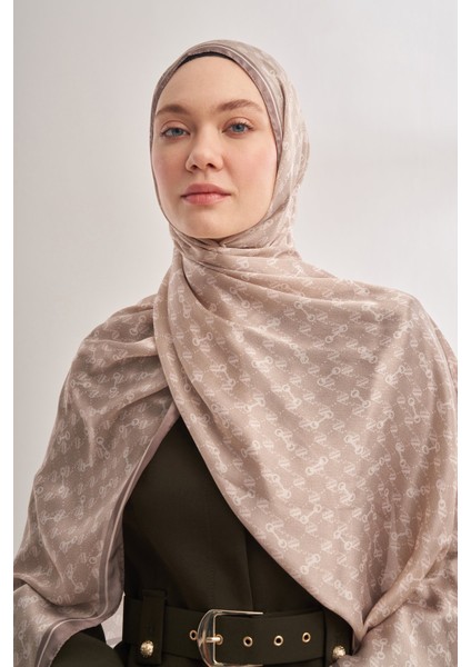 Monogram Desen Ithal Vual Şal - Nude modelleri