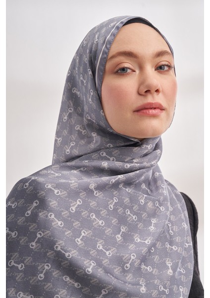 Monogram Desen Ithal Vual Şal - Gri