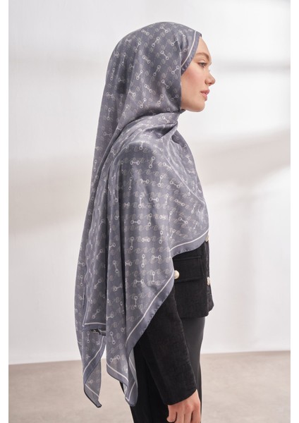 Monogram Desen Ithal Vual Şal - Gri modelleri