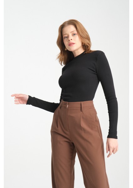 Kadın Basic Balıkçı Yaka Uzun Kollu Bluz modelleri