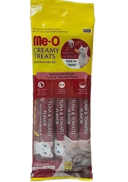 Me-O Meo Creamy Ton Balıklı ve Domatesli Kedi Ödül Maması 4X15 gr