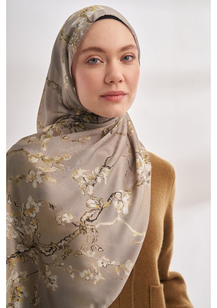 Van Gogh Imzalı Ünlü Almond Blossoms Desen Şal - Taş