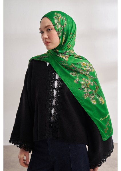 Van Gogh Imzalı Ünlü Almond Blossoms Desen Şal - Benetton Yeşili fiyatları