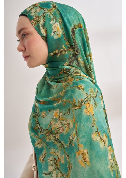 Van Gogh Imzalı Ünlü Almond Blossoms Desen Şal - Camgöbeği fiyatları