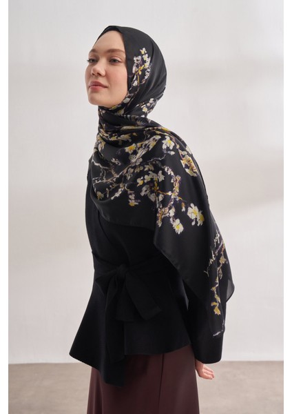 Van Gogh Imzalı Ünlü Almond Blossoms Desen Şal - Siyah modelleri