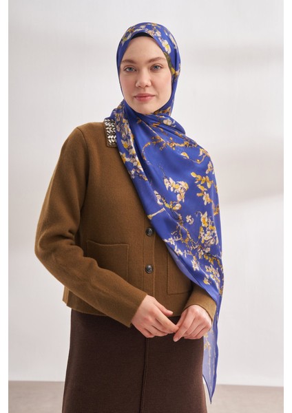 Van Gogh Imzalı Ünlü Almond Blossoms Desen Şal - Parlement Mavisi modelleri