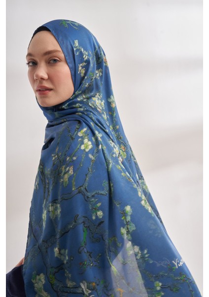 Van Gogh Imzalı Ünlü Almond Blossoms Desen Şal - Indigo fiyatları
