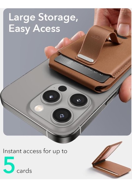 5 Kart Için Cüzdan Standı, Manyetik Parmak Halkalı Kart Tutucu, Magsafe ve Halolock ile Uyumlu, Kahve modelleri