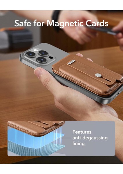 5 Kart Için Cüzdan Standı, Manyetik Parmak Halkalı Kart Tutucu, Magsafe ve Halolock ile Uyumlu, Kahve fırsatları