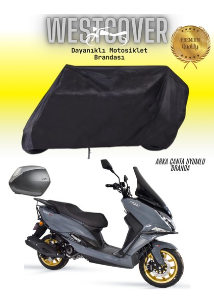 Arora Safari Pro 125CC Arka Çanta Uyumlu Siyah Motosiklet Brandası,örtüsü