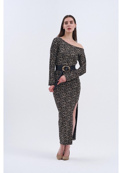 Trend Kadın Yeni Elbise Modelimiz: Leopar Desenli Uzun Kollu Elbise fiyatları