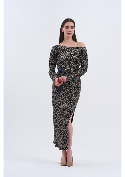 Trend Kadın Yeni Elbise Modelimiz: Leopar Desenli Uzun Kollu Elbise modelleri