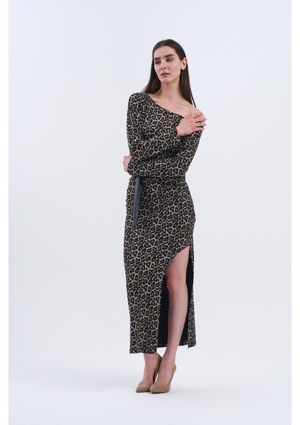 Trend Kadın Yeni Elbise Modelimiz: Leopar Desenli Uzun Kollu Elbise fırsatları