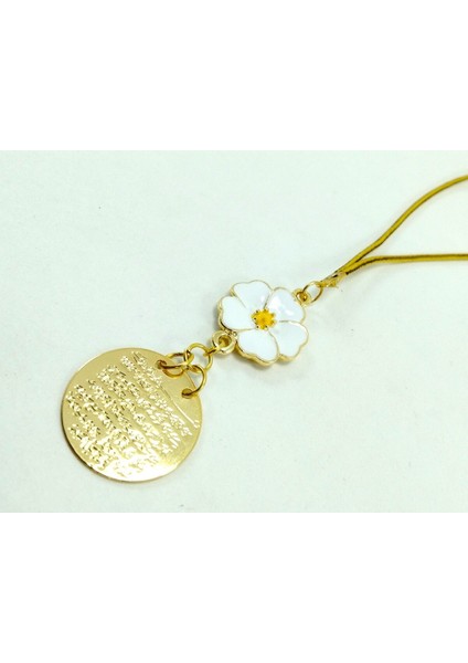 Metal Ayetel Kürsi Araba Dikiz Ayna Süsü El Yapımı Lüks Aksesuar Beyaz Papatya Boncuklu fiyatları