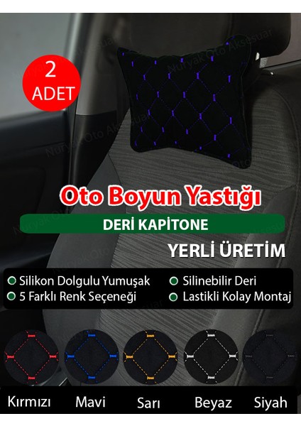 Kapitone Desenli Renkli Deri Oto Koltuk Boyun Yastığı