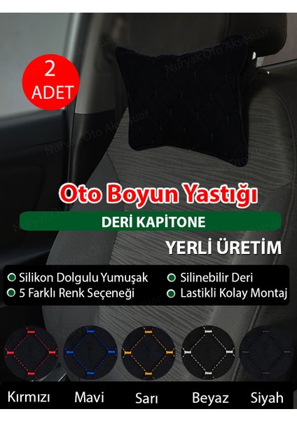 Kapitone Desenli Renkli Deri Oto Koltuk Boyun Yastığı