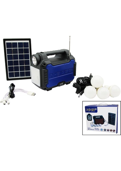 3ın1 - Solar 2in1 Sabit El Feneri - Radyo - Mp3 Bluetooth - Usb/ Tf Port - 4 Parça Ampul Kablolu - Powerbank (4881)