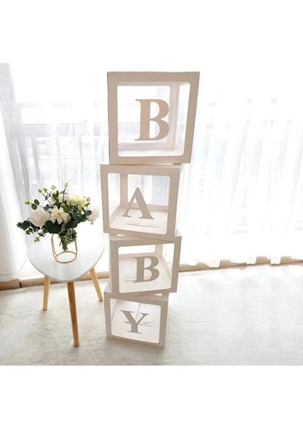 Star Beyaz Şeffaf Balon Kutusu Baby Yazılı 25 x 25 cm