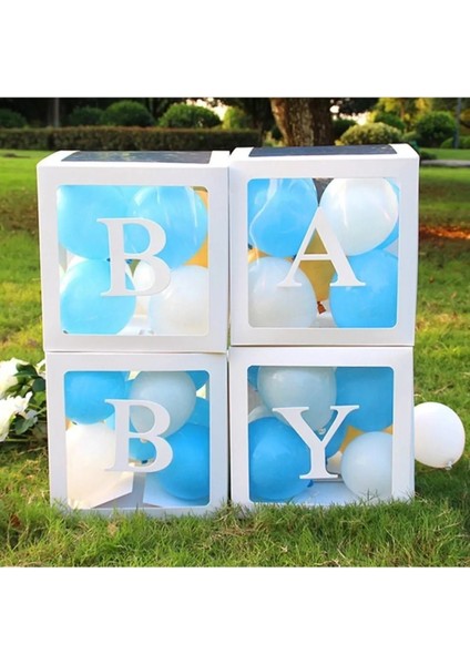 Star Beyaz Şeffaf Balon Kutusu Baby Yazılı 25 x 25 cm