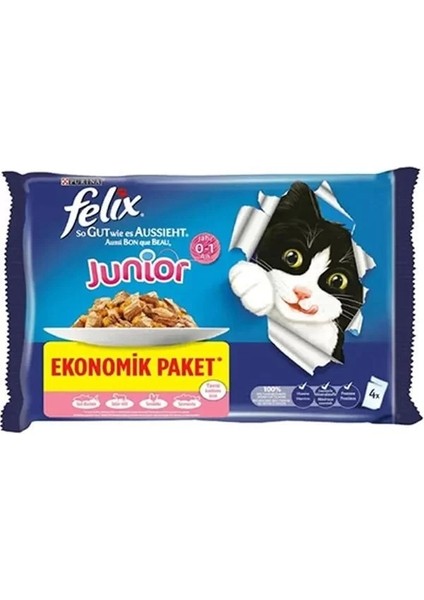 Tavuklu ve Sığır Etli Yavru Konserve Kedi Maması 4X100 gr
