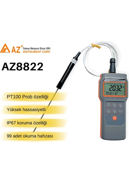 Az 8822 PT100 Problu Termometre | Yüksek Hassasiyetli fiyatları