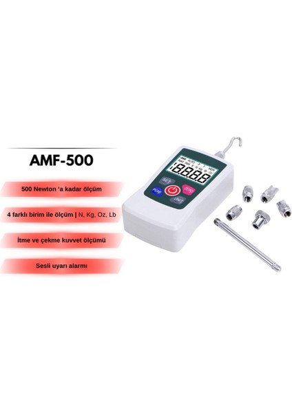 AMF-500 Dijital Itme Çekme Kuvveti Ölçer | 500 Newton | 0,1n | Tek Bağlantılı fiyatları