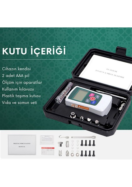 AMF-500 Dijital Itme Çekme Kuvveti Ölçer | 500 Newton | 0,1n | Tek Bağlantılı indirimleri