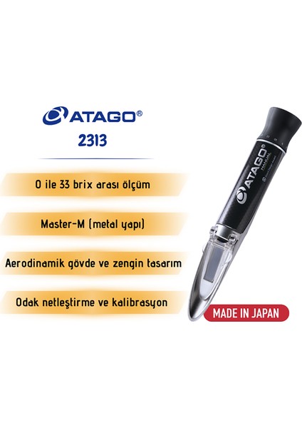 Atago 2313 Master-M El Tipi Refraktometre | 0-33 Brix