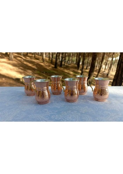 Bakır Bardak Maşrafa Seti 6 Adet