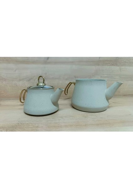 Krem Rengi Aile Boy Granit Çaydanlık Seti modelleri