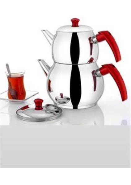 Çelik Çaydanlık Pazalanmaz Kendinden Süzgeçli Orta Boy Bondila