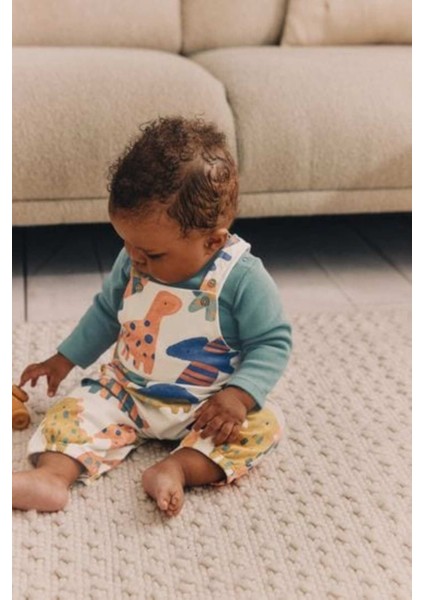 Pamuklu Dinazor Desenli Bebek Body Zıbın Salopet Takımı fiyatları