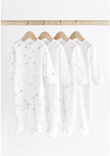 Pamuk 4'lü Baskılı Uzun Kollu Uyku Tulumu