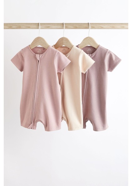 Pamuklu Pastel Renkler 3’lü Romper Set