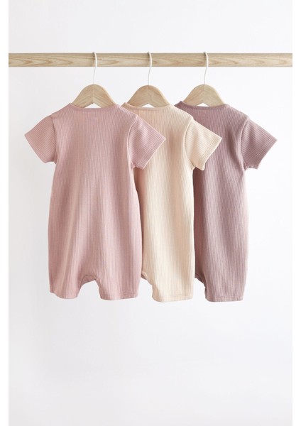 Pamuklu Pastel Renkler 3’lü Romper Set