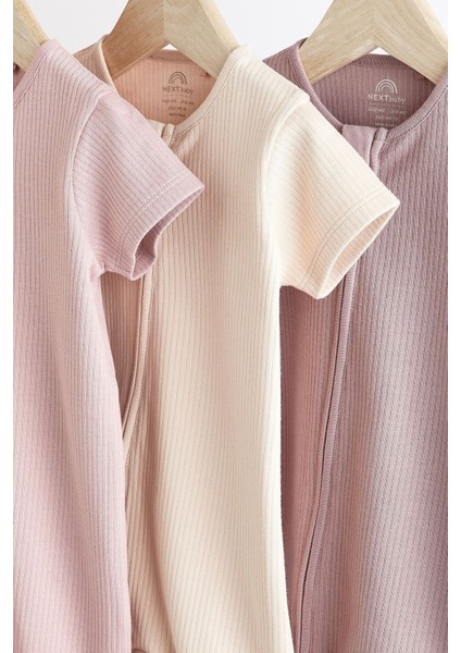 Pamuklu Pastel Renkler 3’lü Romper Set